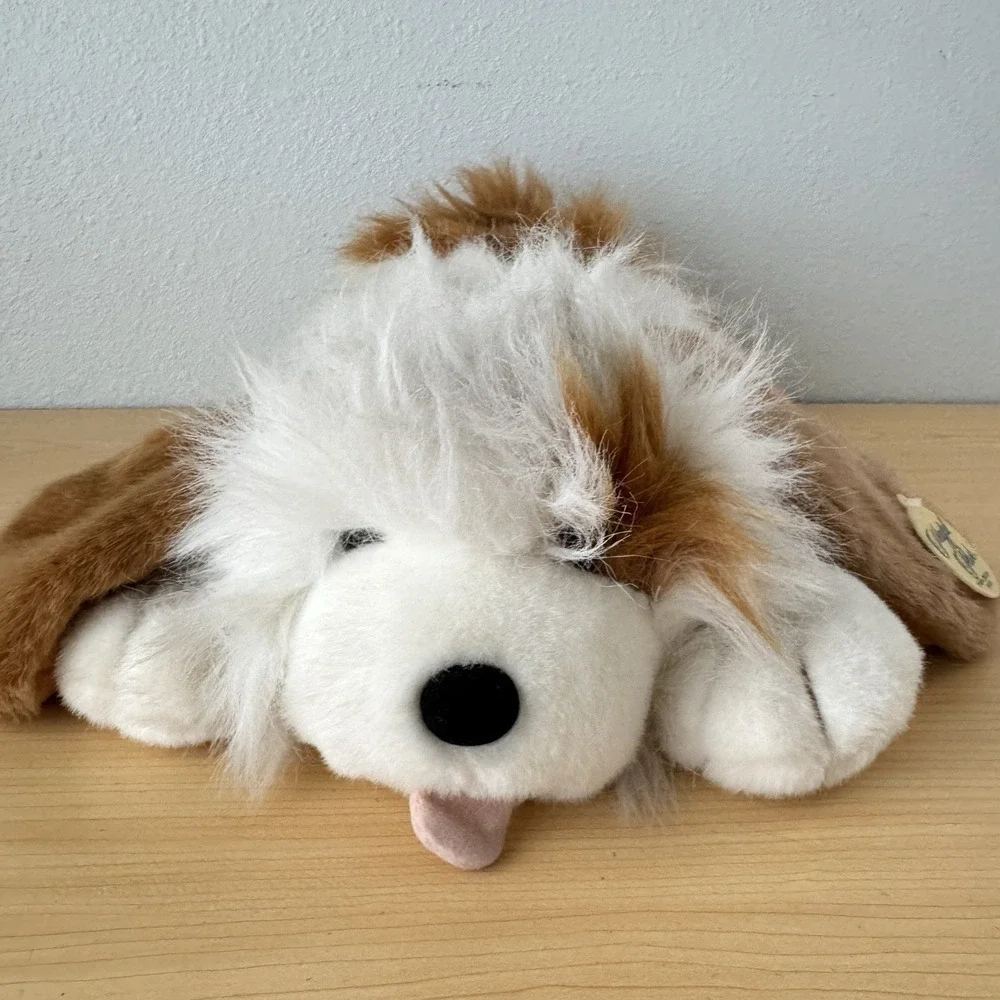 Vintage 80s‎ Large Stuffed Dog Brown White Floppy Chrisha Creation Playful Plush